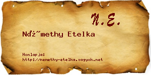 Némethy Etelka névjegykártya